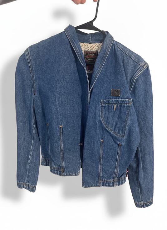 Palmer Palmer Keep & Royally Jackets & Blazers - Palmer Palmer Keep & Royally Mens M Y2K Blue Denim Jacket Zip Up Bomber Metal